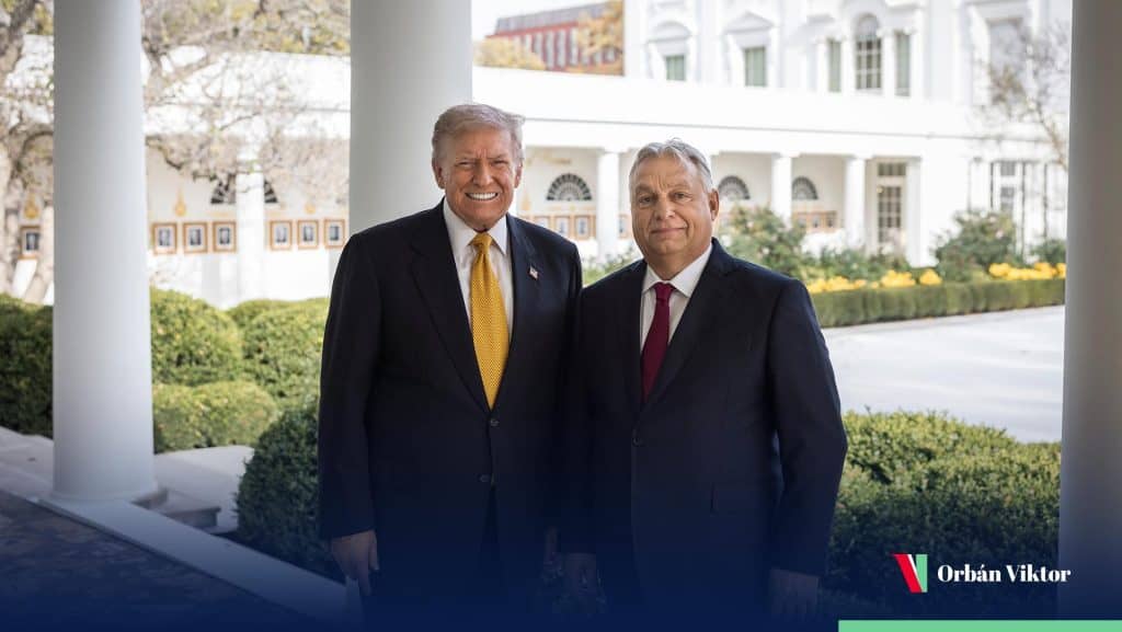 Donald Trump és Orbán Viktor baráti találkozója az Amerikai Egyesült Államokban.