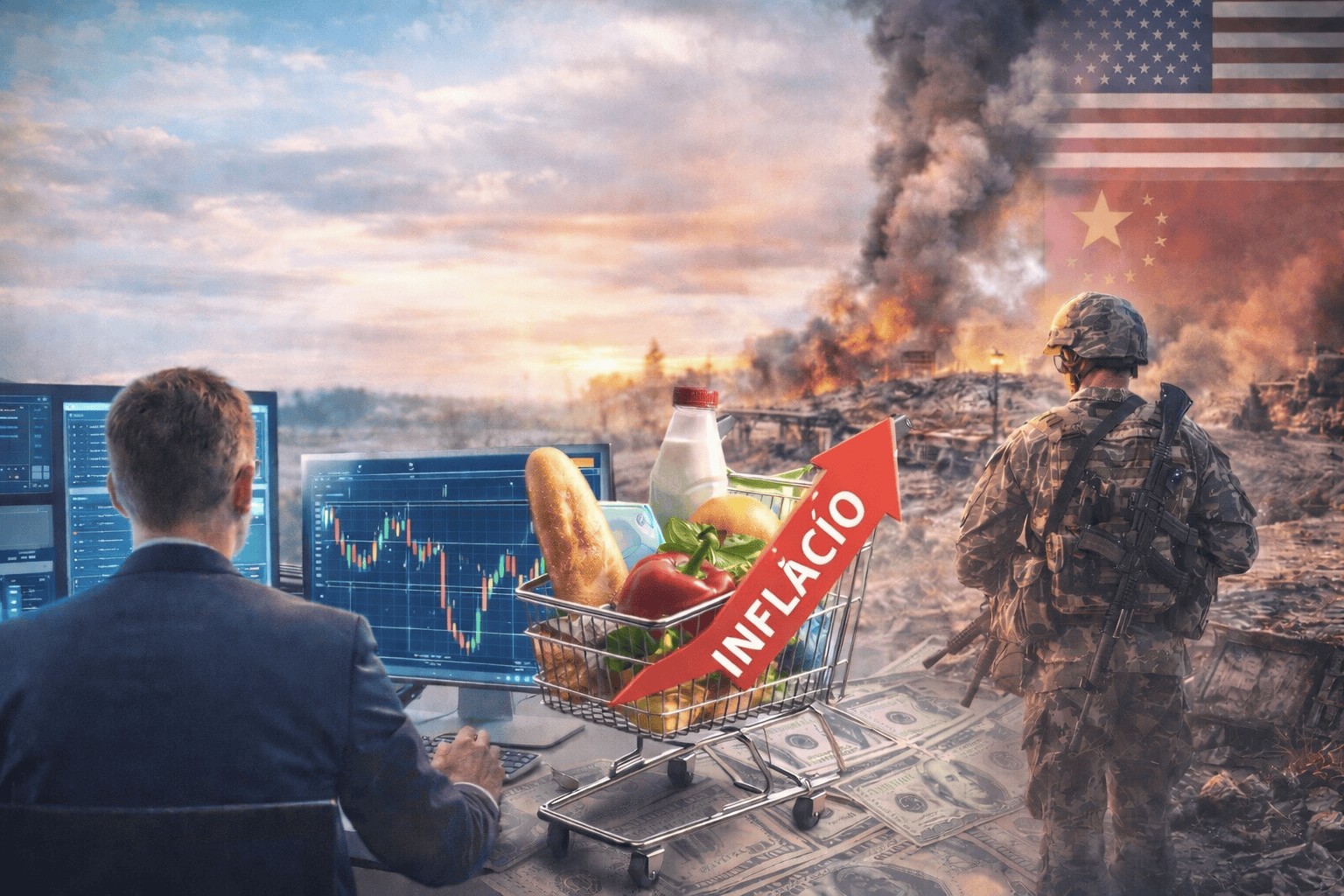 Általános inflációs válság a háborús konfliktus és gazdasági problémák miatt, összeomló árak és növekvő árucikkek.