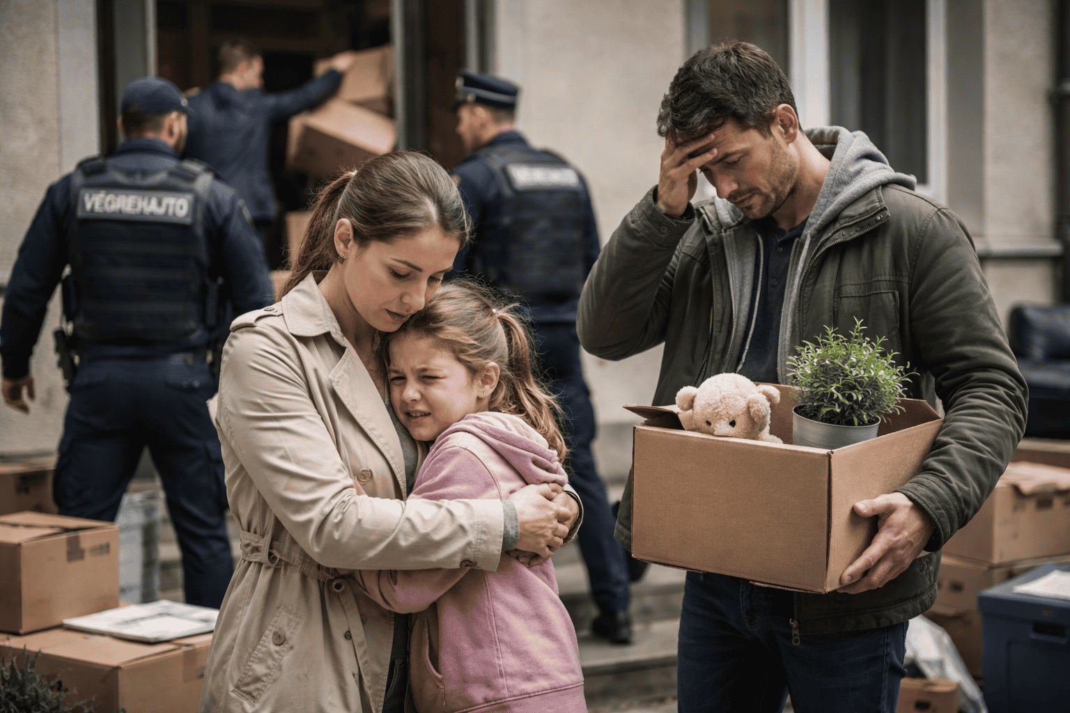 Átmeneti menedék keresése családoknak kilakoltatás után a városban.