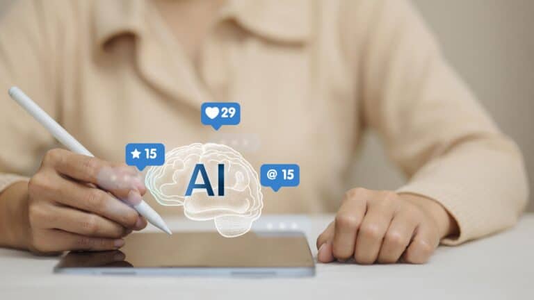 AI felirat a felhasználó által írt digitális táblán.