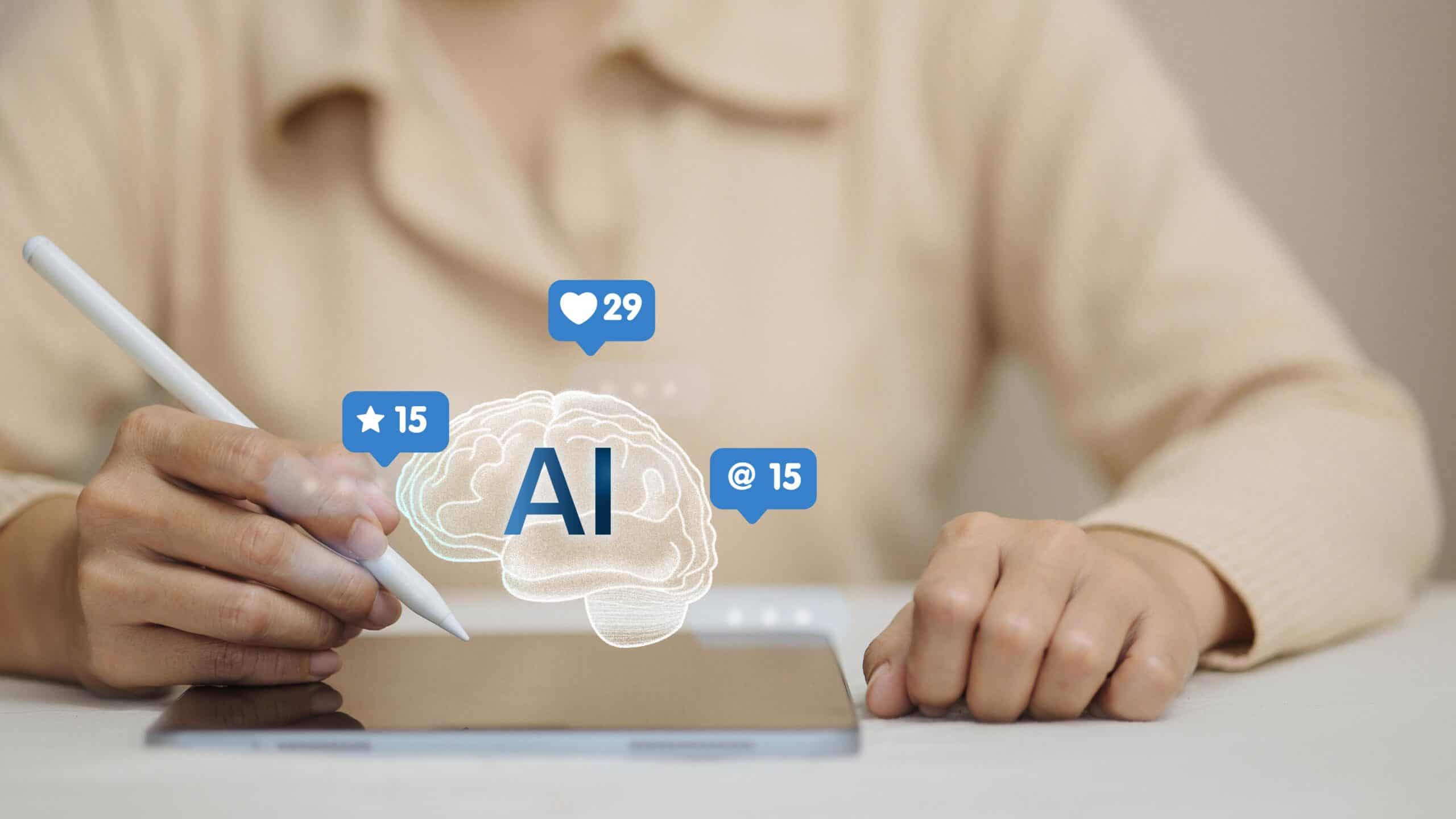 AI felirat a felhasználó által írt digitális táblán.