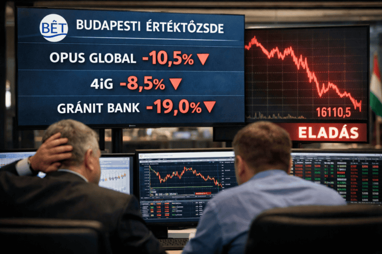 Tőzsdei árfolyamok és grafikon a Budapesti Értéktőzsdén.