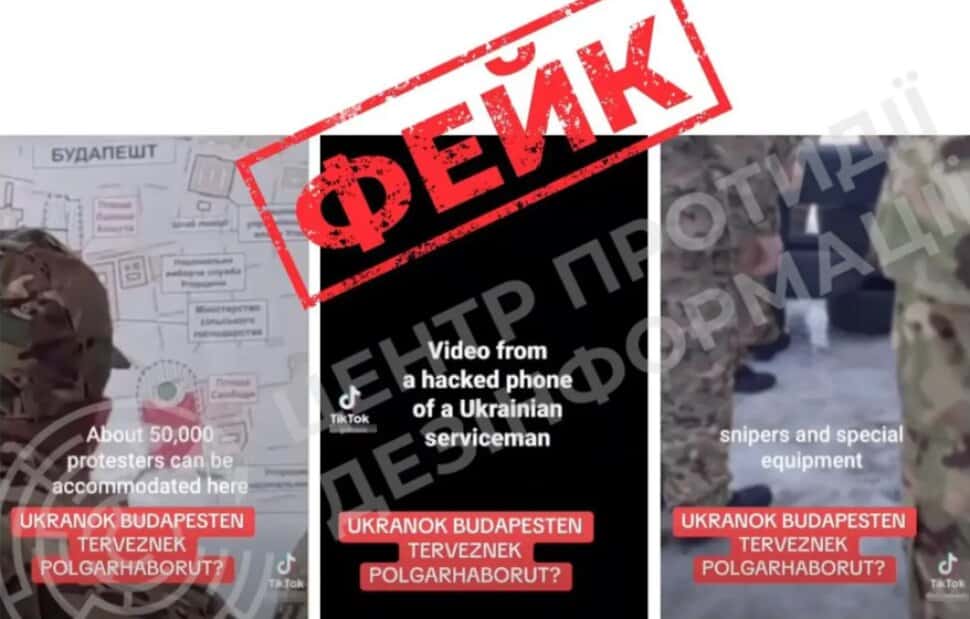 Álhírt sugalló kép, amely szerint az ukrán dezinformációs központ figyelmeztetett az oroszok által s.