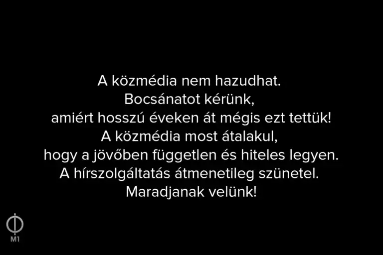 Közmédia szünetel, üzenet a nézőknek.